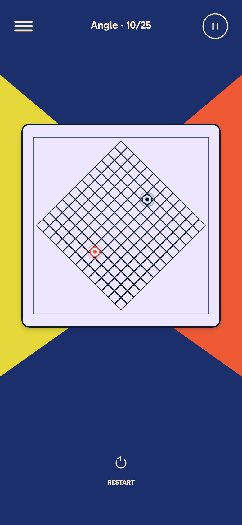 MIDPOINT Angle board with a tilted diamond grid and two anchors.